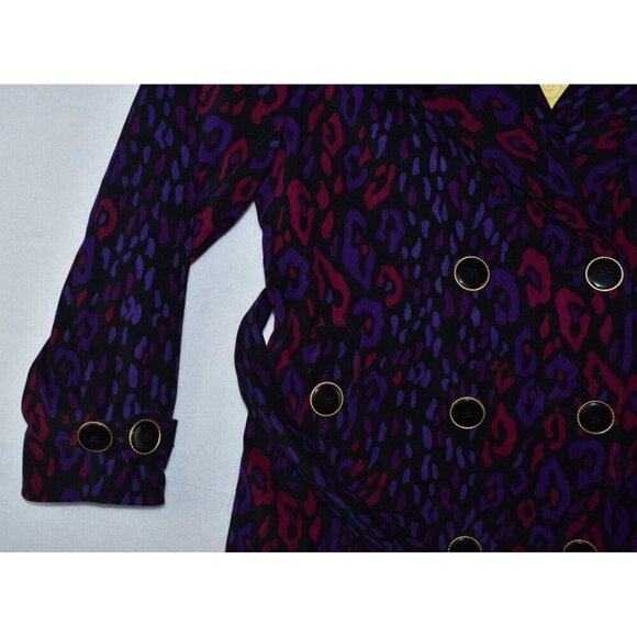 Bob Mackie Womens Leopard Print Wearable Art Multicolor Trench Coat Size L - Picture 5 of 11
